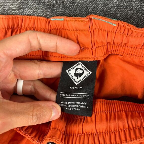 REI X Outdoor Afro Co-Op Shorts Orange Teal Men's M 8" Inseam Unlined - Picture 4 of 10
